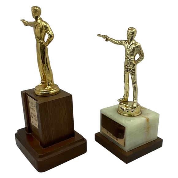 Vintage 1960s 70s WA KE DE Pistol Shooting Trophies Shooting Awards Lot of 2 - Picture 4 of 9